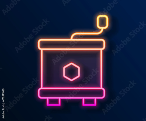 Glowing neon line Honey extractor icon isolated on black background. Mechanical device for honey extraction from honeycombs. Vector