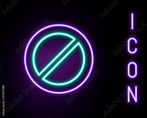 Glowing neon line Ban icon isolated on black background. Stop symbol. Colorful outline concept. Vector