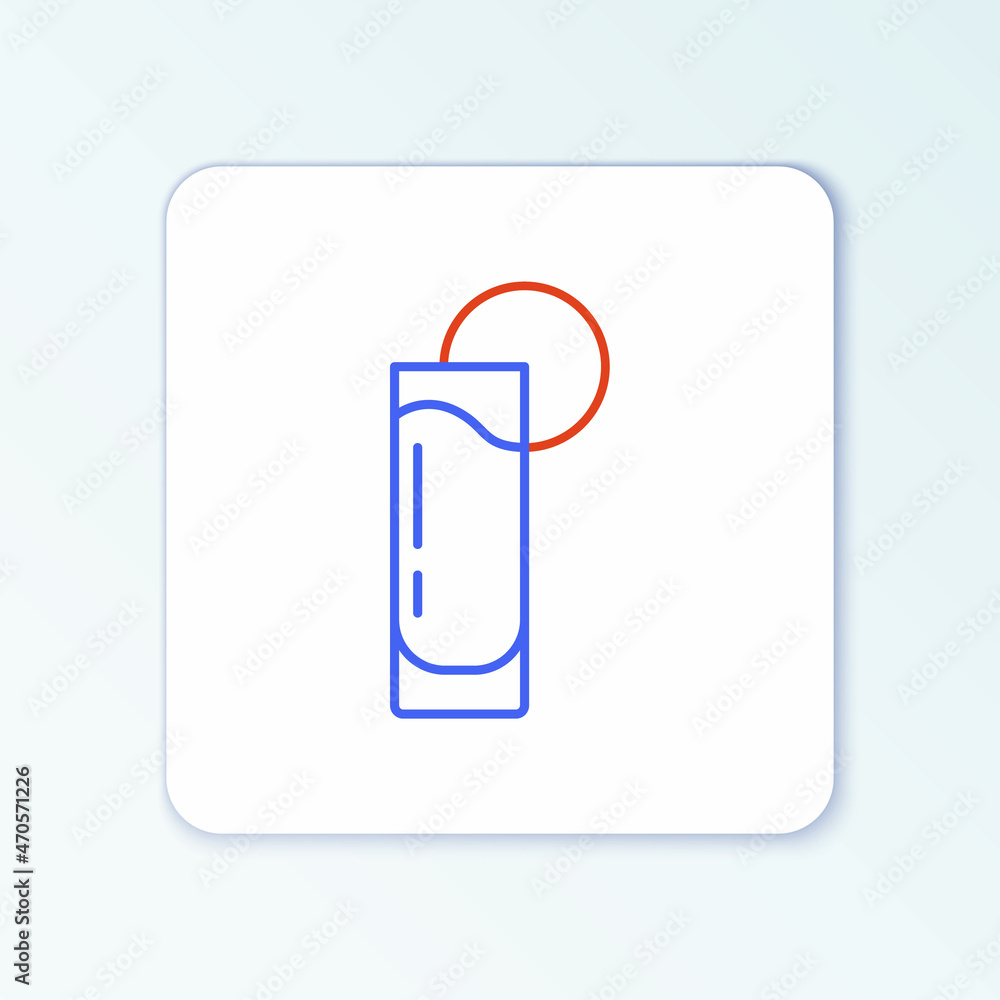 Line Tequila glass with lemon icon isolated on white background. Mexican alcohol drink. Colorful outline concept. Vector Line Tequila glass with lemon icon isolated on white background. Mexican alcohol drink. Colorful outline concept. Vector