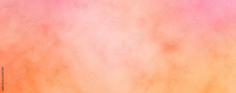 Pink And Orange Watercolor Background With Paper Texture, Soft Pastel Blotches In Artsy Painting Illustration With Fringes
