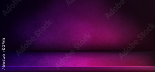 blue purple color on wall room for background, violet purple backdrop, copy space for advertise product display, table plank purple