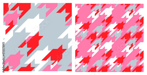 Canvas Print Colorful houndstooth seamless pattern set