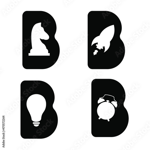 B letter logo set. Classic B letter logo.  Vector icon perfect to use in any alcohol labels, glamour posters, luxury identity, etc. for business company, sports, digital technology, social media