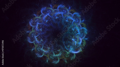 3D rendering abstract multicolor fractal light background