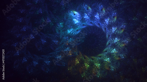 3D rendering abstract multicolor fractal light background