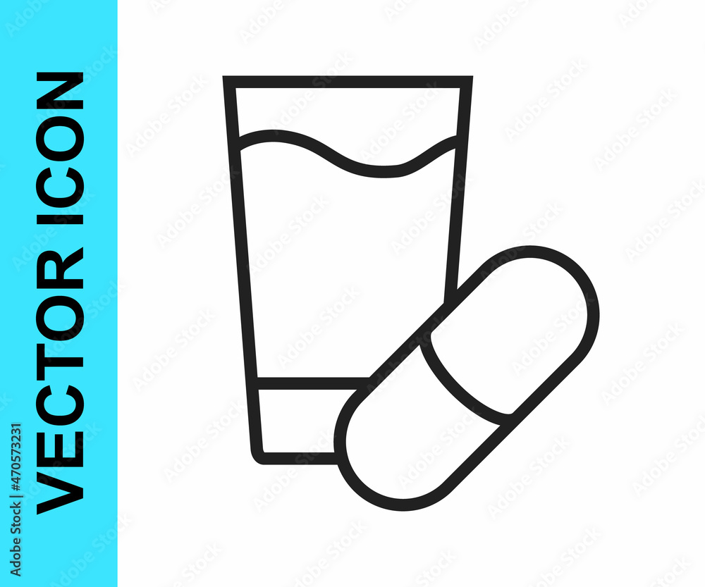 Black line Sleeping pill icon isolated on white background. Vector Black line Sleeping pill icon isolated on white background. Vector