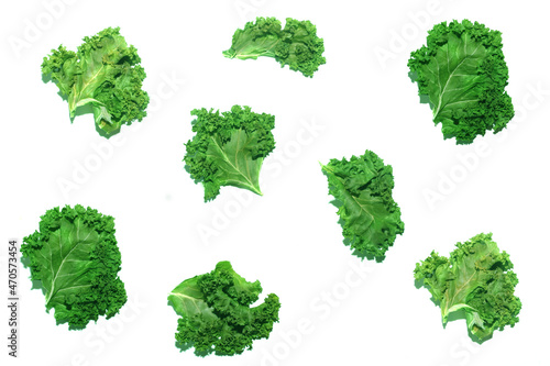 Homemade green cabbage chips on white background Cabbage pattern