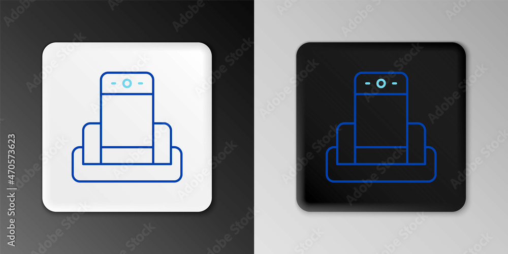 Line Metal detector in airport icon isolated on grey background. Airport security guard on metal detector check point. Colorful outline concept. Vector Line Metal detector in airport icon isolated on grey background. Airport security guard on metal detector check point. Colorful outline concept. Vector