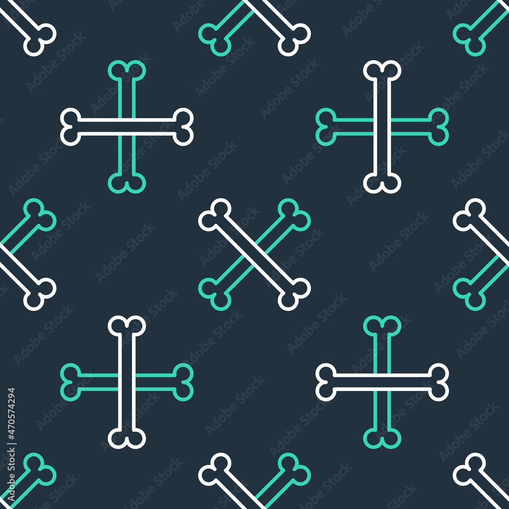 Line Crossed human bones icon isolated seamless pattern on black background. Vector Line Crossed human bones icon isolated seamless pattern on black background. Vector