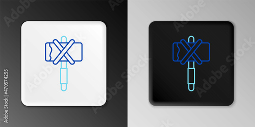 Line Medieval axe icon isolated on grey background. Battle axe, executioner axe. Medieval weapon. Colorful outline concept. Vector