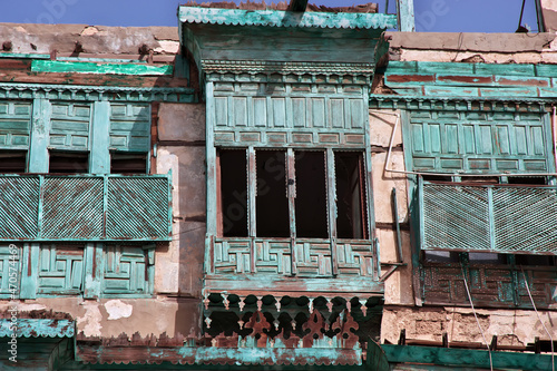 The vintage balcony in Al-balad district, Jeddah, Saudi Arabia photo