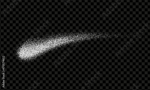 Snow ball. Sugar or salt texture isolated on transparent background. Realistic stroke of crushed pieces of chalk, sand or flour