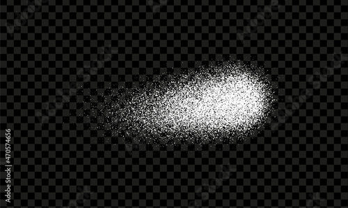 Snow ball. Sugar or salt texture isolated on transparent background. Realistic stroke of crushed pieces of chalk, sand or flour