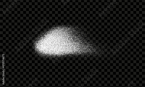 Snow or sugar or salt texture isolated on transparent background. Vector realistic stains of crushed pieces of chalk, sand or flour