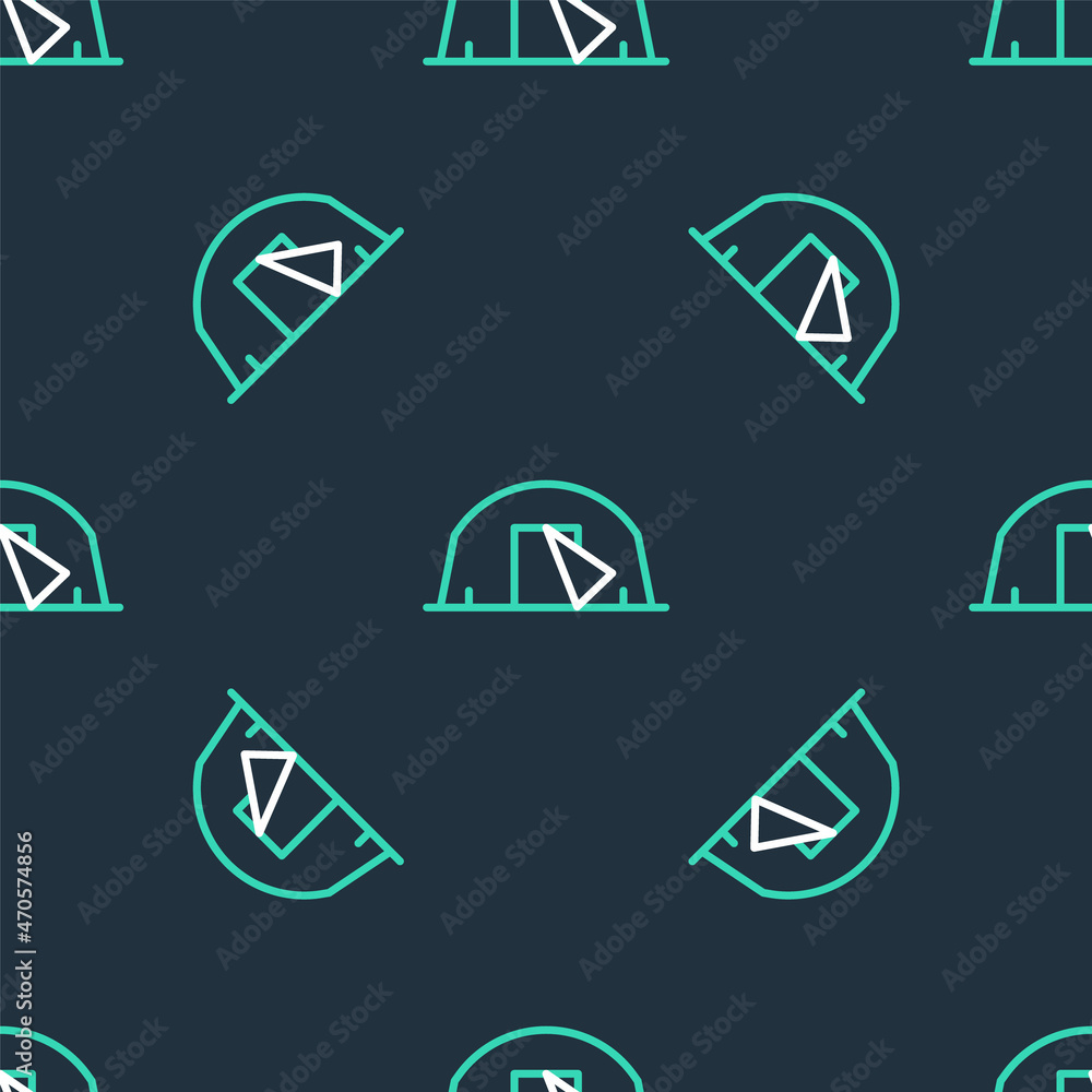 Line Tourist tent icon isolated seamless pattern on black background. Camping symbol. Vector Line Tourist tent icon isolated seamless pattern on black background. Camping symbol. Vector