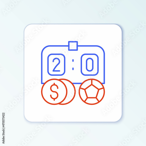 Line Soccer football betting money icon isolated on white background. Football bet bookmaker. Soccer betting online make money. Colorful outline concept. Vector