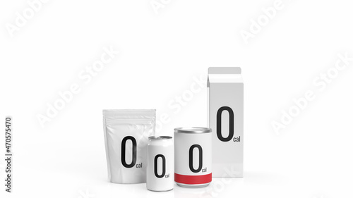 Canvas Print The food product 0 kcal on white background  for health and sci concept 3d rende