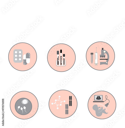 Set of simple icons of IVF treatment, banner