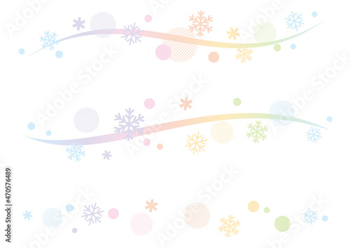 雪の結晶と曲線のデザインパーツセット