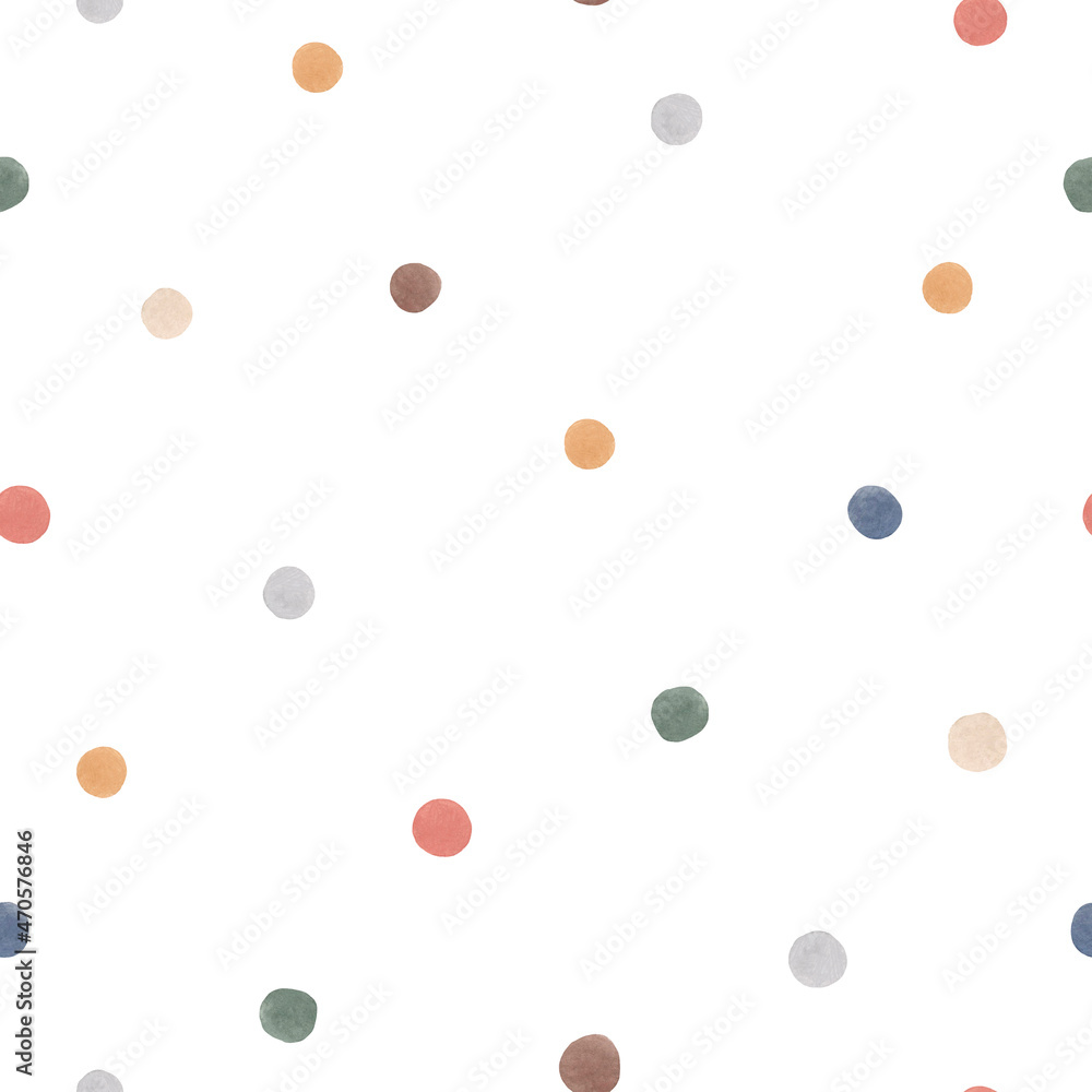 Beautiful seamless pattern with cute hand drawn watercolor colorful dots. Stock illustration. Beautiful seamless pattern with cute hand drawn watercolor colorful dots. Stock illustration.
