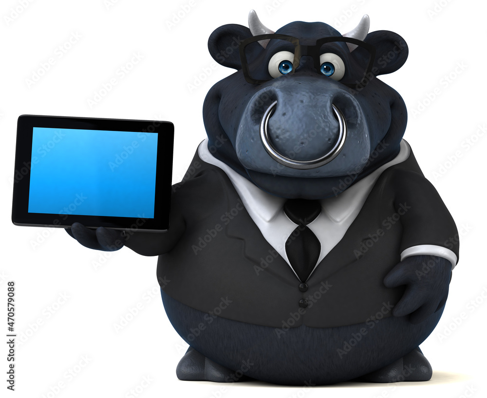 Naklejka premium Black bull - 3D Illustration