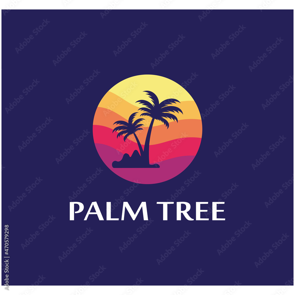 Palm tree summer logo template Palm tree summer logo template