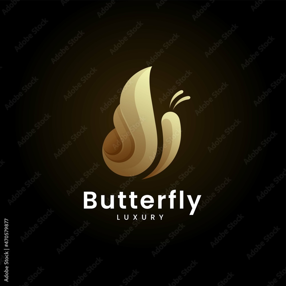 Obraz premium Vector Logo Illustration Butterfly Gradient Colorful Style.