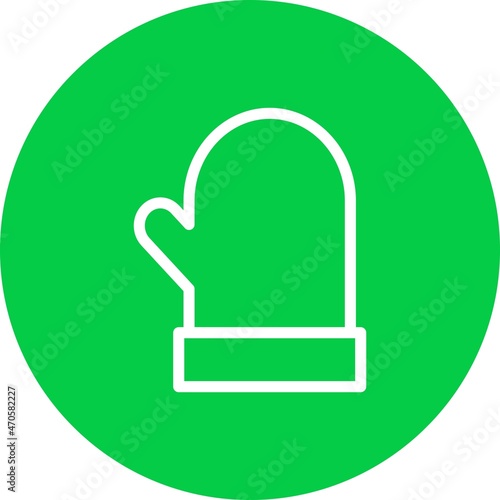 Oven Glove Line Circle Vector Icon Design