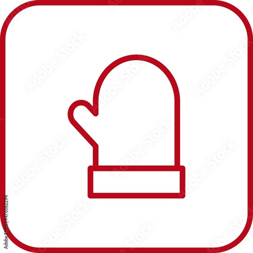 Oven Glove Line Round Circle Vector Icon Design