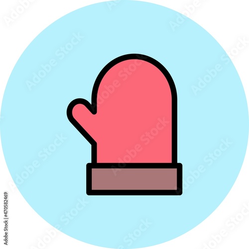 Oven Glove Line Filled Circle Vector Icon Design