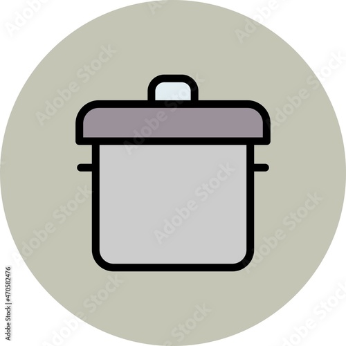 Cooking Pot Line Filled Circle Vector Icon Design