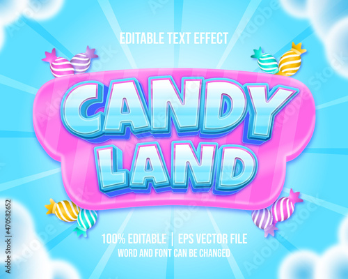 Candy Land editable text effect cartoon games style Vector