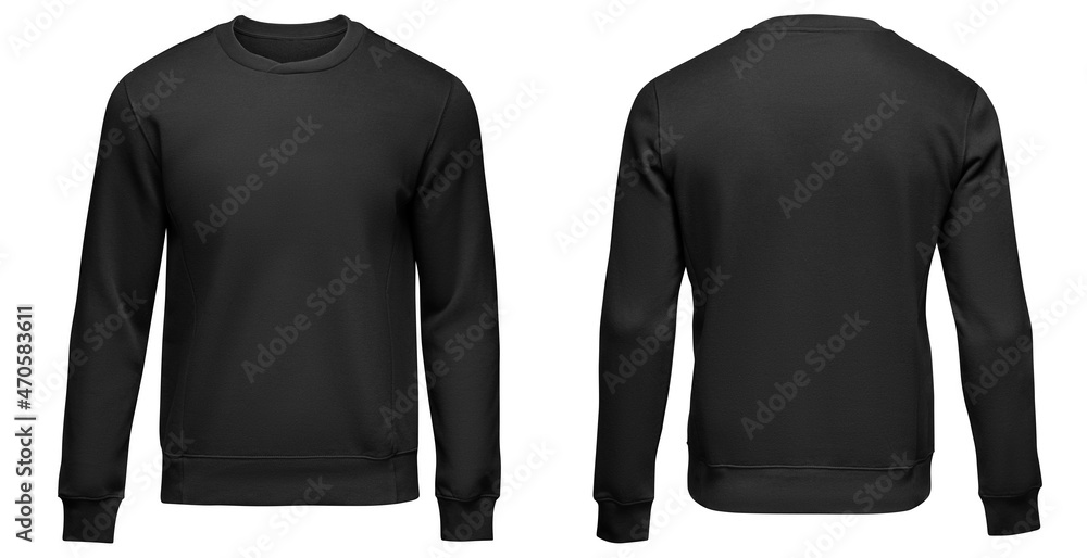 Black sweatshirt template. Pullover blank with long sleeve, mockup for ...