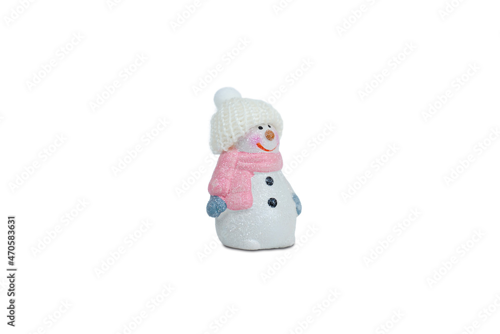 Fototapeta premium isolated cute snowman christmas figurine on white background