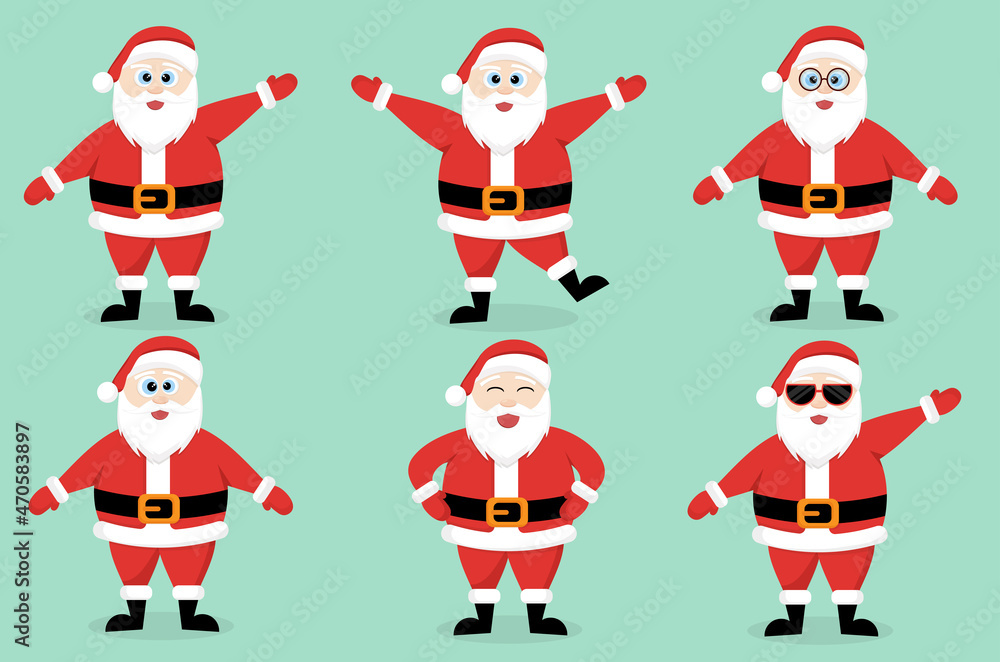 Collection of Santa Claus in various poses. Collection of Santa Claus in various poses.