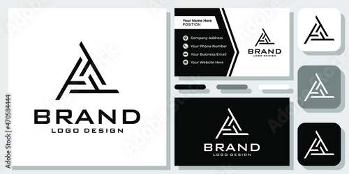 Triple T Initials Letters TTT Triangle Geometric Monogram Logo Design with Business Card Template