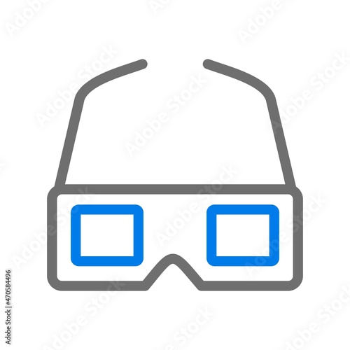  3D Glasses Line Blue Vector Icon Design
