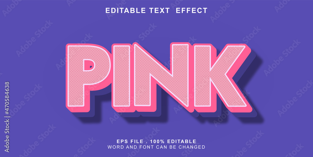 text effect editable pink