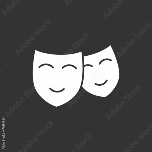 Theatre Mask Glyph Inverted Vector Icon Design