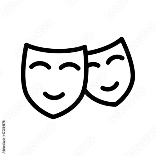 Theatre Mask Line Vector Icon Design