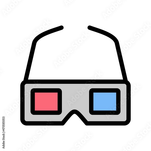 3D Glasses Line Filled Vector Icon Design