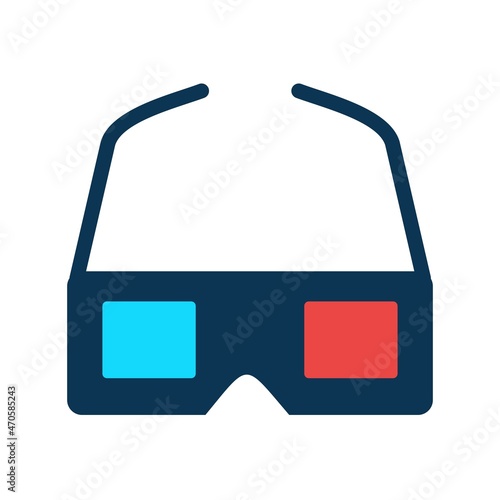 3D Glasses Flat Vector Icon Design