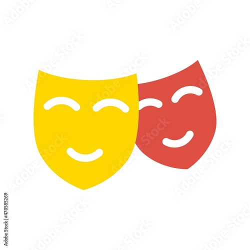 Theatre Mask Flat Vector Icon Design