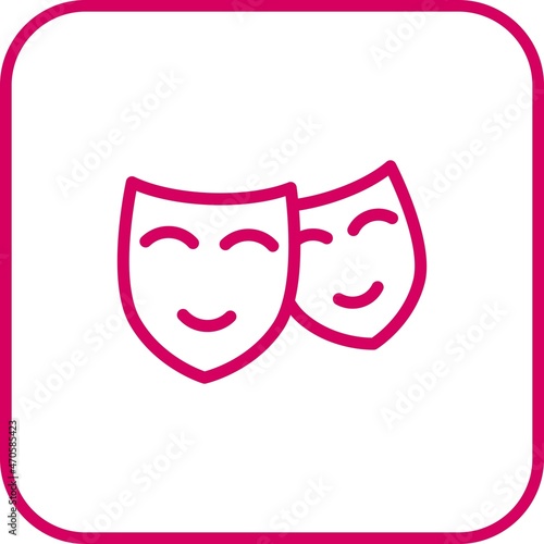 Theatre Mask Line Round Corner Vector Icon Design