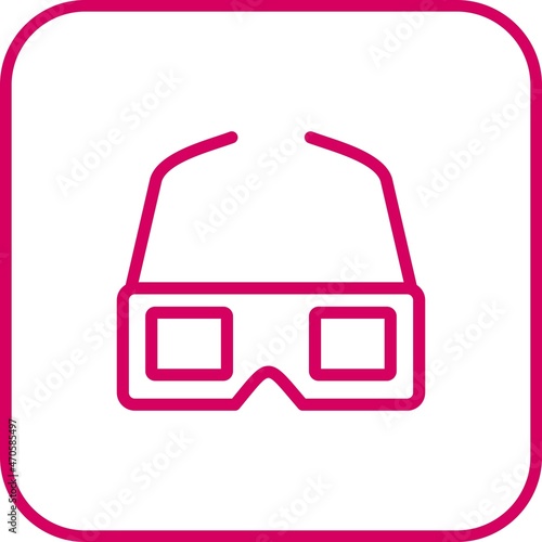 3D Glasses Line Round Corner Vector Icon Design