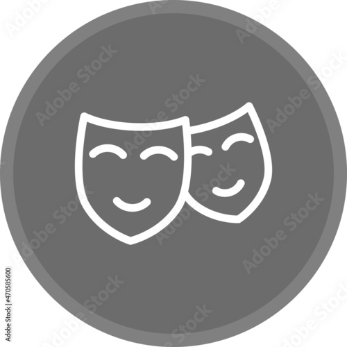 Theatre Mask Line Circle Grey Vector Icon Design