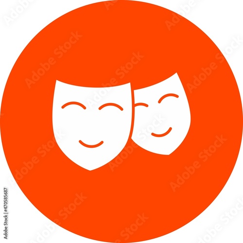  Theatre Mask Glyph Circle Vector Icon Design