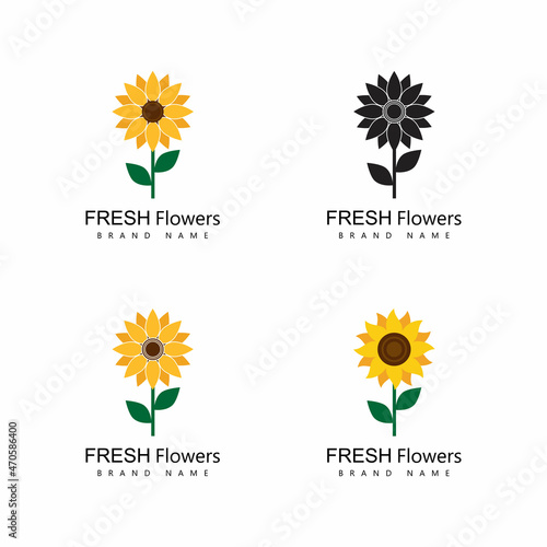 Sunflower logo icon vector illustration