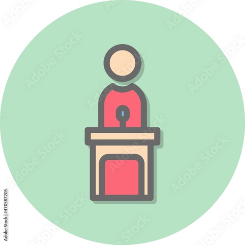 Public Speaking Line Filled Circle Vector Icon Design