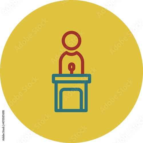 Public Speaking Line Two Color Vector Icon Design